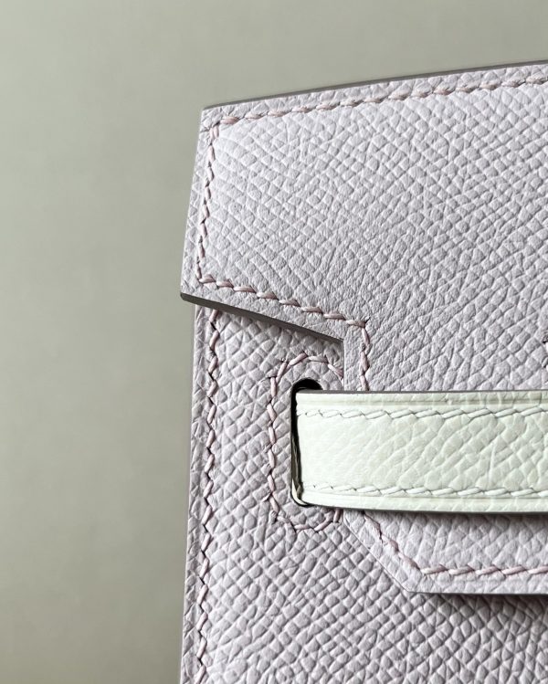 Birkin HSS 25 Mauve Pale 09 And Craie 10 Epsom Palladium Hardware - Image 6