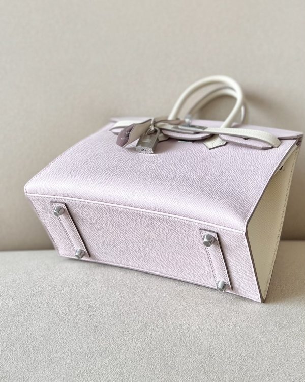 Birkin HSS 25 Mauve Pale 09 And Craie 10 Epsom Palladium Hardware - Image 7
