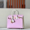 Birkin HSS 25 Mauve Sylvestre X9 And Nata I2 Epsom Gold Hardware - Image 6