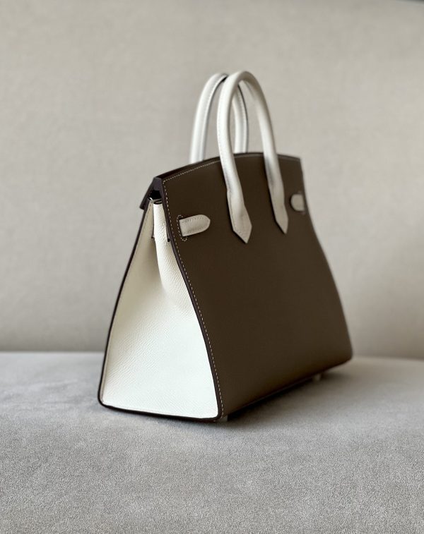 Birkin HSS 25 Etoupe 18 And Craie 10 Epsom Glod Hardware - Image 6