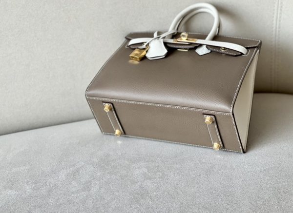Birkin HSS 25 Etoupe 18 And Craie 10 Epsom Glod Hardware - Image 7