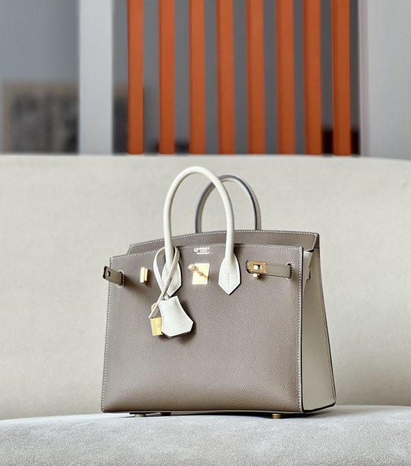 Birkin HSS 25 Etoupe 18 And Craie 10 Epsom Glod Hardware - Image 8