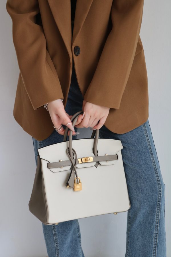 Birkin HSS 25 Swift Beton 8L And Gris Asphalt M8 Gold Hardware - Image 2