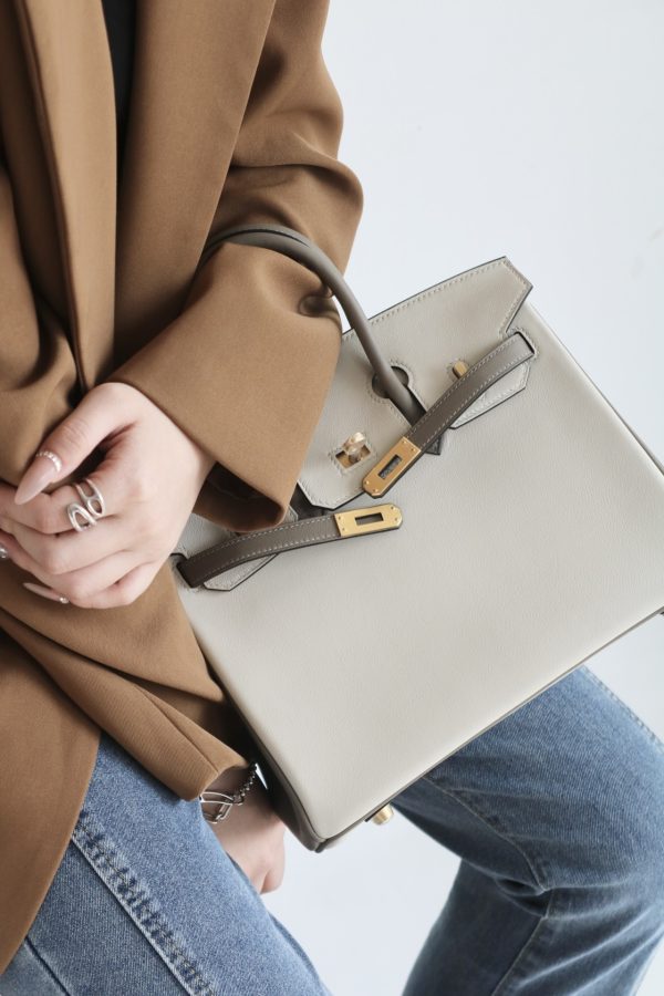 Birkin HSS 25 Swift Beton 8L And Gris Asphalt M8 Gold Hardware - Image 4