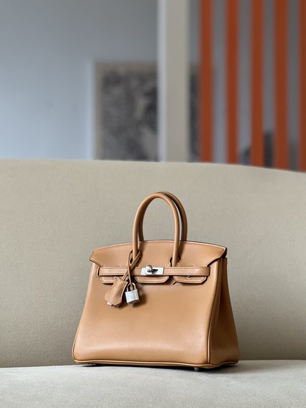 Birkin 25 Swift Biscuit 4B Palladium Hardware - Image 10