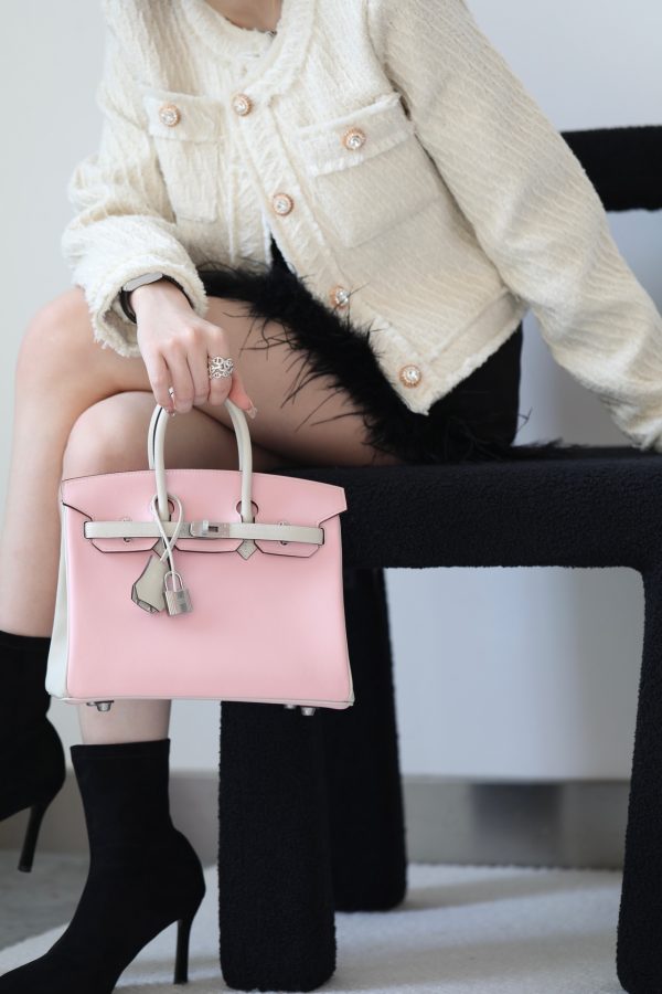 Birkin HSS 25 Swift Pink 5P And Nata I2 Palladium Hardware - Image 14