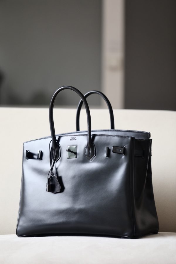Birkin 35 Black Box Calf So Balck PVD Hardware - Image 8