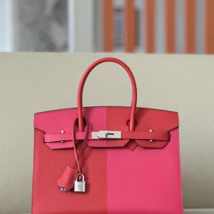 Birkin 30 HSS Epsom Rouge de Coeur(S3) and Rose Extreme(I6) and Blue Zanzibar(B3) Palladium Hardware Sellier