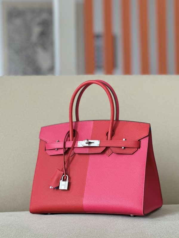 Birkin 30 HSS Epsom Rouge de Coeur(S3) and Rose Extreme(I6) and Blue Zanzibar(B3) Palladium Hardware Sellier - Image 2