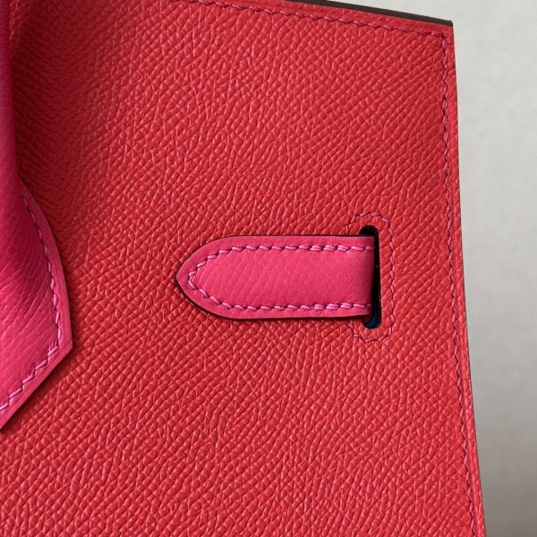 Birkin 30 HSS Epsom Rouge de Coeur(S3) and Rose Extreme(I6) and Blue Zanzibar(B3) Palladium Hardware Sellier - Image 7