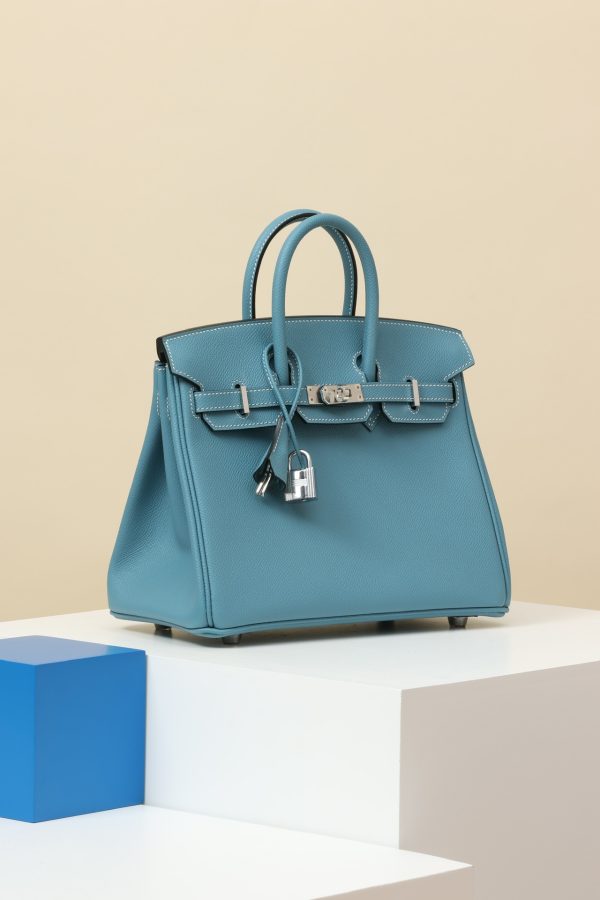 Birkin 25 Epsom New Bleu Jean (D2) Palladium Hardware - Image 8