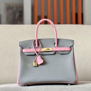 Birkin HSS 30 Epsom Gris Mouette(4Z) and Rose Confetti (1Q) Gold hardware