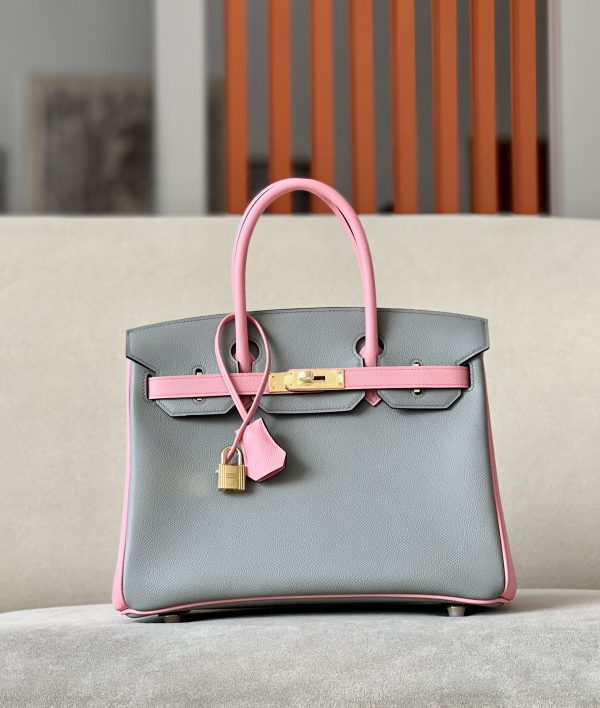 Birkin HSS 30 Epsom Gris Mouette(4Z) and Rose Confetti (1Q) Gold hardware