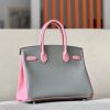 Birkin HSS 30 Epsom Gris Mouette(4Z) and Rose Confetti (1Q) Gold hardware - Image 2