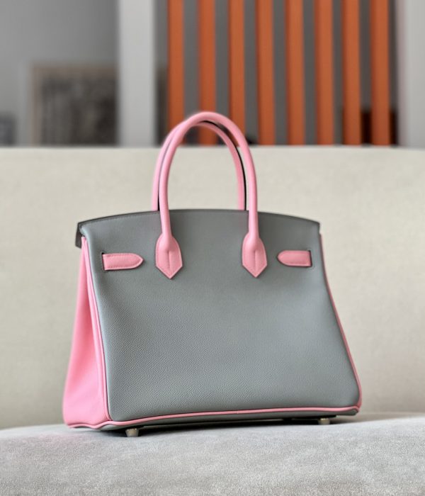 Birkin HSS 30 Epsom Gris Mouette(4Z) and Rose Confetti (1Q) Gold hardware - Image 2