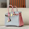Birkin HSS 30 Epsom Gris Mouette(4Z) and Rose Confetti (1Q) Gold hardware - Image 9