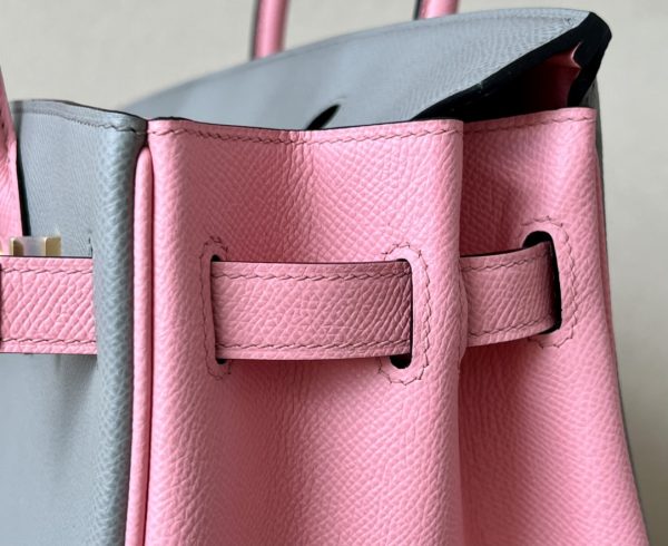 Birkin HSS 30 Epsom Gris Mouette(4Z) and Rose Confetti (1Q) Gold hardware - Image 8