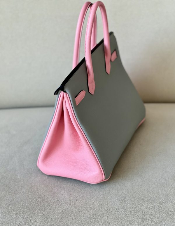 Birkin HSS 30 Epsom Gris Mouette(4Z) and Rose Confetti (1Q) Gold hardware - Image 4