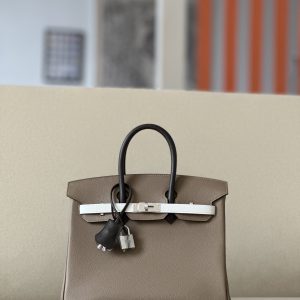 Birkin HSS 25 Epsom Etoupe(18) and Gris Pale(M4) and Ebene(46) Palladium Hardware