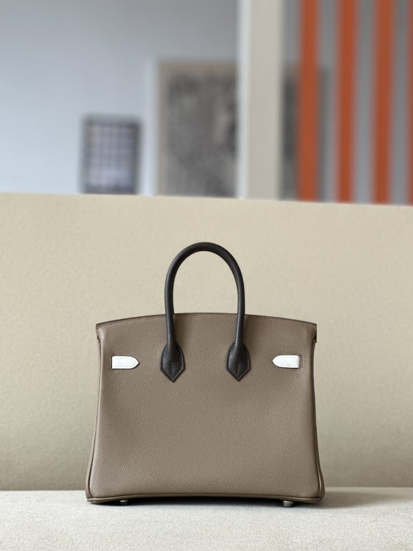 Birkin HSS 25 Epsom Etoupe(18) and Gris Pale(M4) and Ebene(46) Palladium Hardware - Image 10