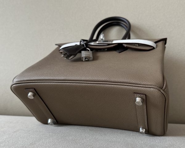 Birkin HSS 25 Epsom Etoupe(18) and Gris Pale(M4) and Ebene(46) Palladium Hardware - Image 8