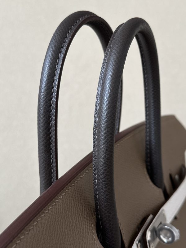 Birkin HSS 25 Epsom Etoupe(18) and Gris Pale(M4) and Ebene(46) Palladium Hardware - Image 7