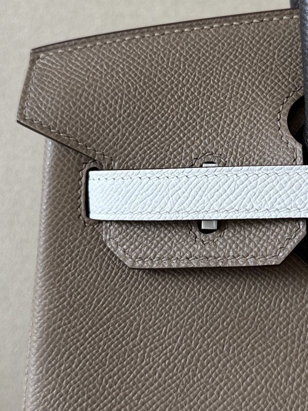 Birkin HSS 25 Epsom Etoupe(18) and Gris Pale(M4) and Ebene(46) Palladium Hardware - Image 4