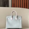 Birkin HSS 25 Epsom Blue Glacier (8U) ,Craie(10) and Mauve Pale (09) Palladium Hardware - Image 3