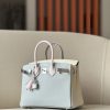 Birkin HSS 25 Epsom Blue Glacier (8U) ,Craie(10) and Mauve Pale (09) Palladium Hardware - Image 2