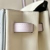 Birkin HSS 25 Epsom Blue Glacier (8U) ,Craie(10) and Mauve Pale (09) Palladium Hardware - Image 9