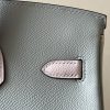 Birkin HSS 25 Epsom Blue Glacier (8U) ,Craie(10) and Mauve Pale (09) Palladium Hardware - Image 6