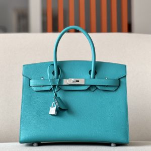 Birkin 30 Epsom Blue Paon(7F) Palladium Hardware Sellier