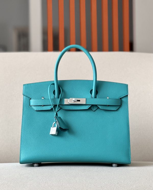 Birkin 30 Epsom Blue Paon(7F) Palladium Hardware Sellier
