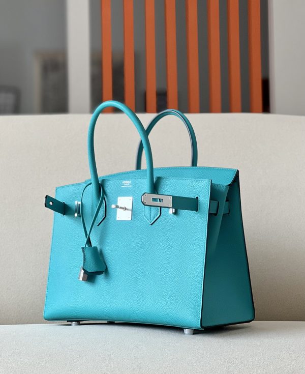 Birkin 30 Epsom Blue Paon(7F) Palladium Hardware Sellier - Image 2