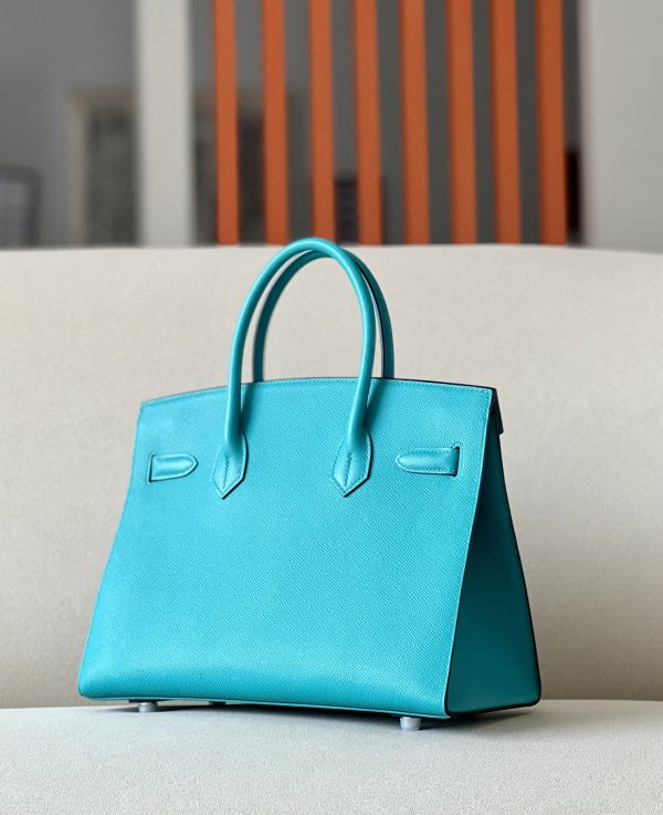 Birkin 30 Epsom Blue Paon(7F) Palladium Hardware Sellier - Image 5
