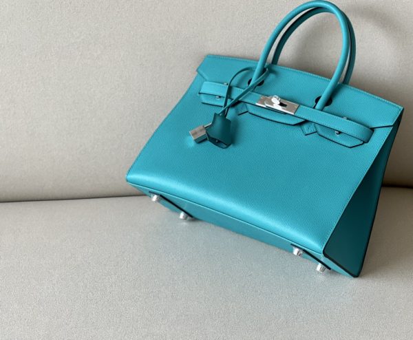 Birkin 30 Epsom Blue Paon(7F) Palladium Hardware Sellier - Image 3