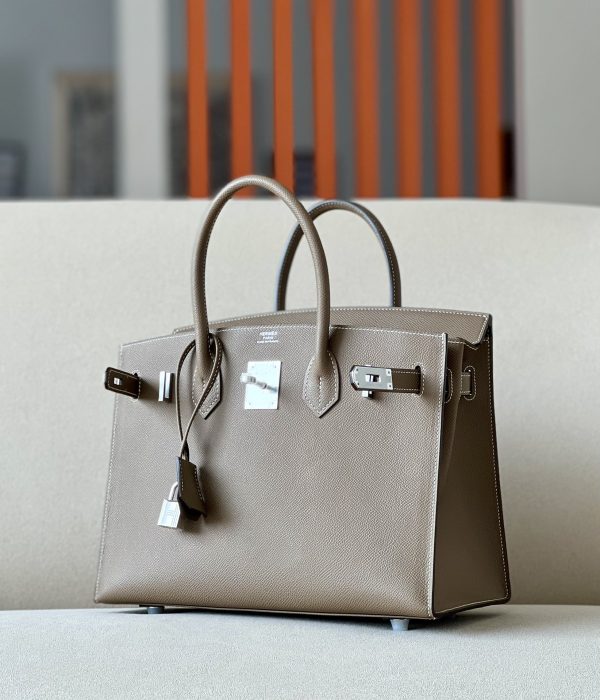 Birkin 30 Epsom Etoupe(18)  Palladium Hardware Sellier - Image 2