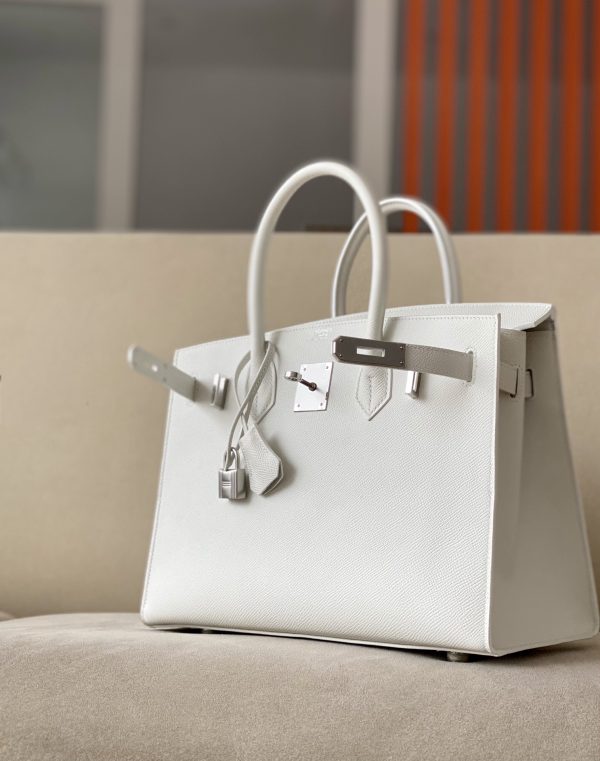 Birkin 30 Epsom Blanc (01) Palladium Hardware Sellier - Image 3