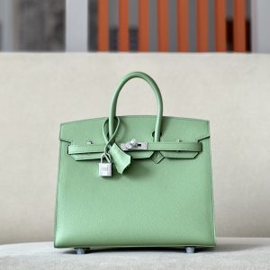 Birkin 25 Epsom Vert Criquet  (3I ) Palladium Hardware Sellier