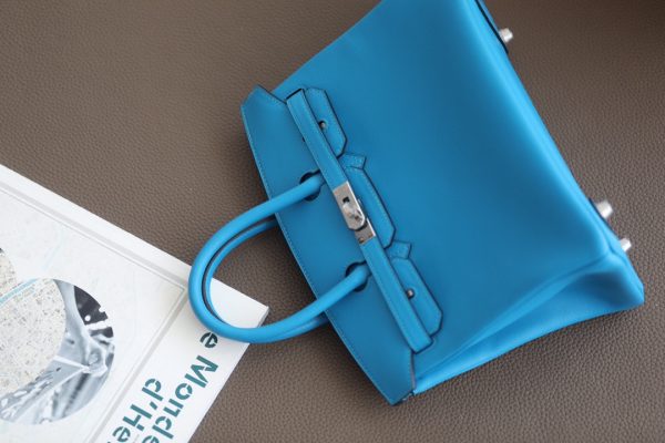 Birkin 25 Swift Bleu Frida (OF) Palladium Hardware - Image 9