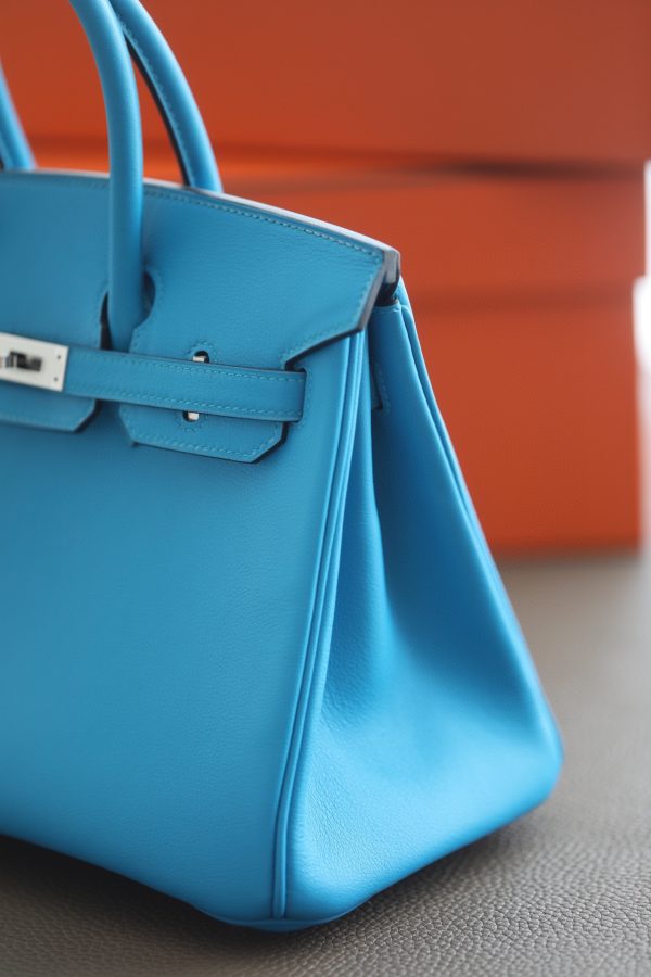 Birkin 25 Swift Bleu Frida (OF) Palladium Hardware - Image 8