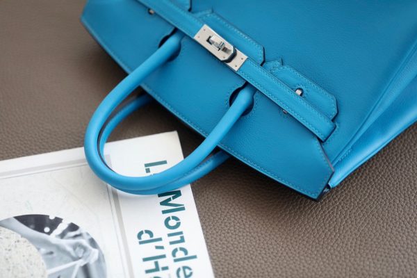 Birkin 25 Swift Bleu Frida (OF) Palladium Hardware - Image 7
