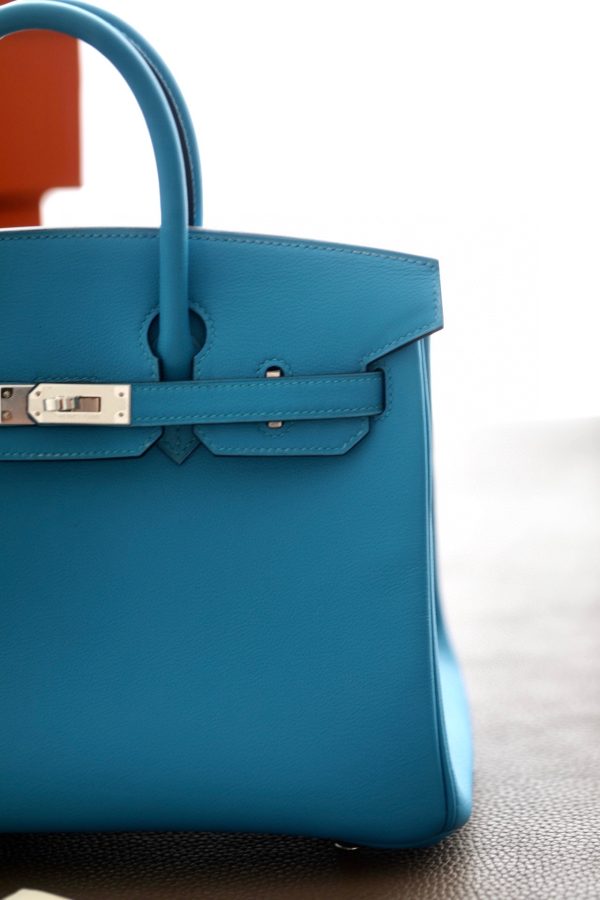 Birkin 25 Swift Bleu Frida (OF) Palladium Hardware - Image 5