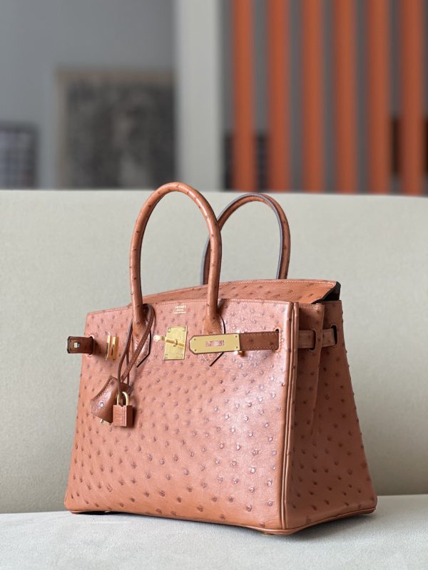 Birkin 30 Ostrich Gold(37) Gold Hardware - Image 3