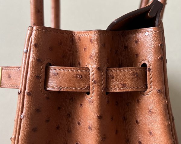 Birkin 30 Ostrich Gold(37) Gold Hardware - Image 11