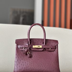 Birkin 30 Ostrich Rouge Sellier(0G) Gold Hardware
