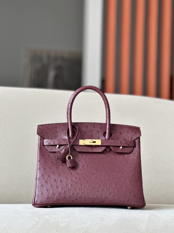 Birkin 30 Ostrich Rouge Sellier(0G) Gold Hardware