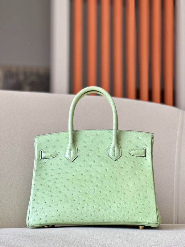 Birkin 30 Ostrich Vert Criquet (3I) Gold Hardware - Image 2