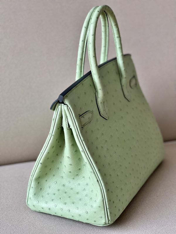 Birkin 30 Ostrich Vert Criquet (3I) Gold Hardware - Image 10