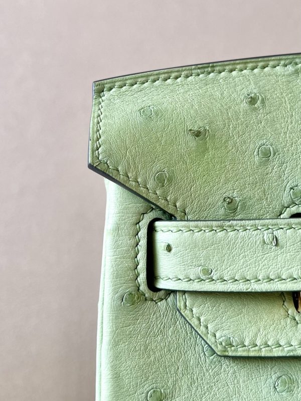 Birkin 30 Ostrich Vert Criquet (3I) Gold Hardware - Image 4